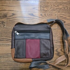 Stylish Multi-Color Leather Crossbody Bag